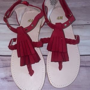 H & M Little Girls Red Sandals US 11.5 Never Worn